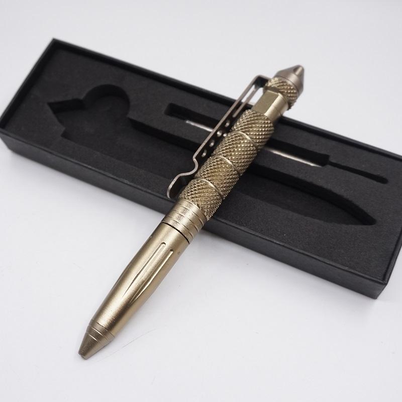 

Defense Tactical Pen Glass Breaker Self Defense Pen Aviation Aluminum Anti-Skid Portable Emergency Survival Tool B2, Gold