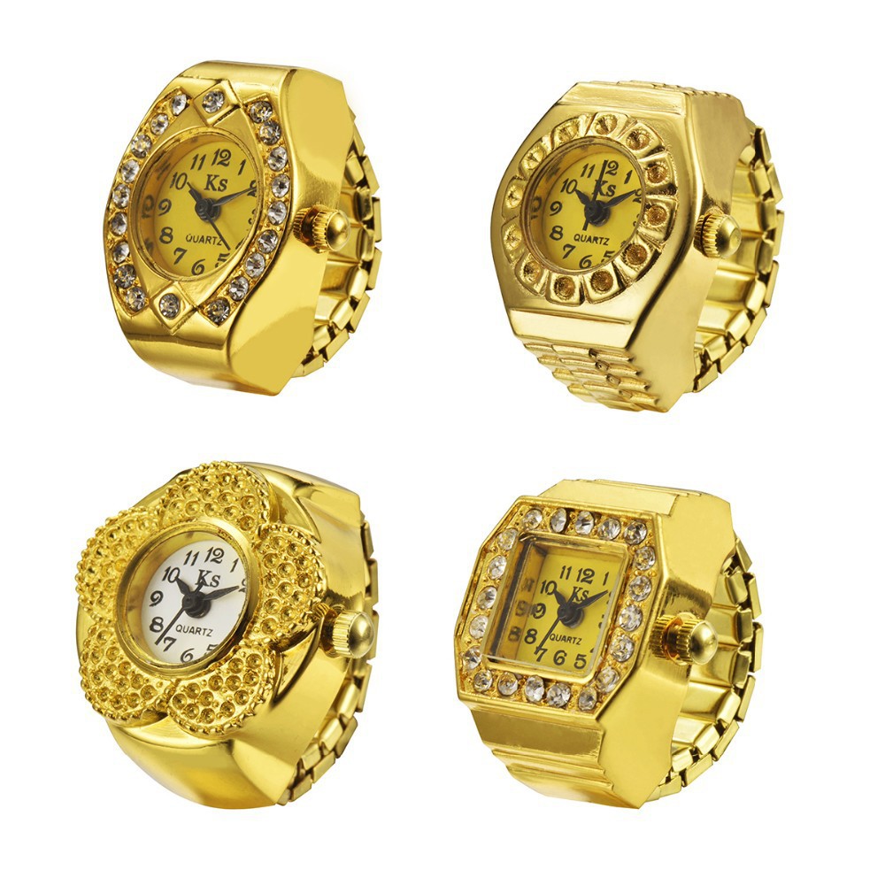 

500Pieces Manufacturer supply ring watch male square finger ring female flower ring watch wholesale