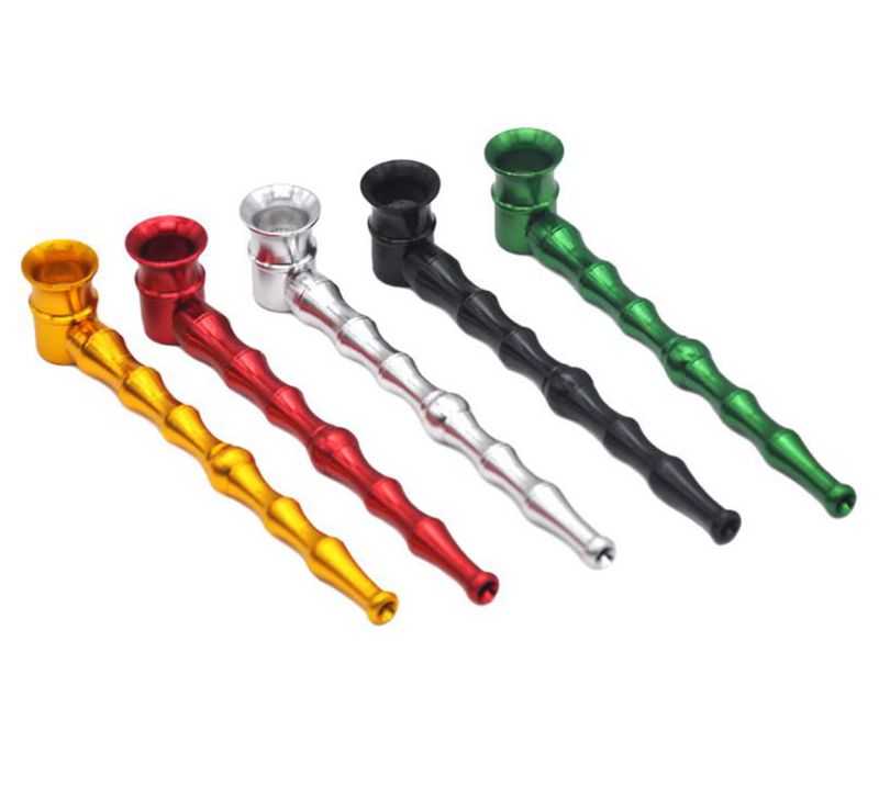 

Tobacco Pipes Long Bamboo Metal Smoking Pipe Herb Tobacco Pipes Portable Creative Smoking Accessories 129mm Assorted Colors 20pcs YW962