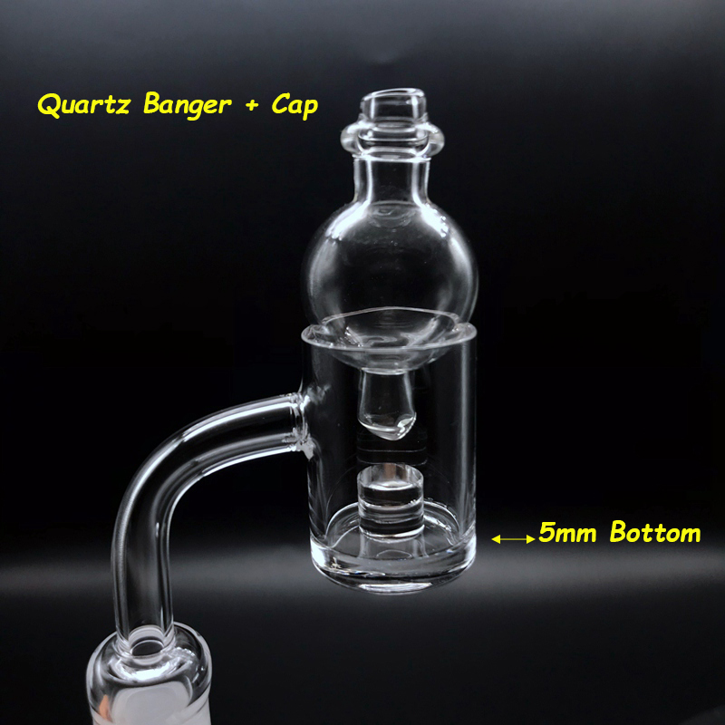 

2mm Wall 5mm Bottom Flat Top Core Reactor Quartz Banger With Glass Carb Caps 10mm 14mm 18mm Quartz Banger Nails For Glass Bongs