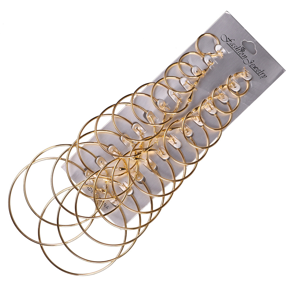 vente entièreKLEEDER 12 paires / ensemble style punk boucles d'oreilles créoles exagérées bijoux de boîte de nuit placage argent doré personnalit