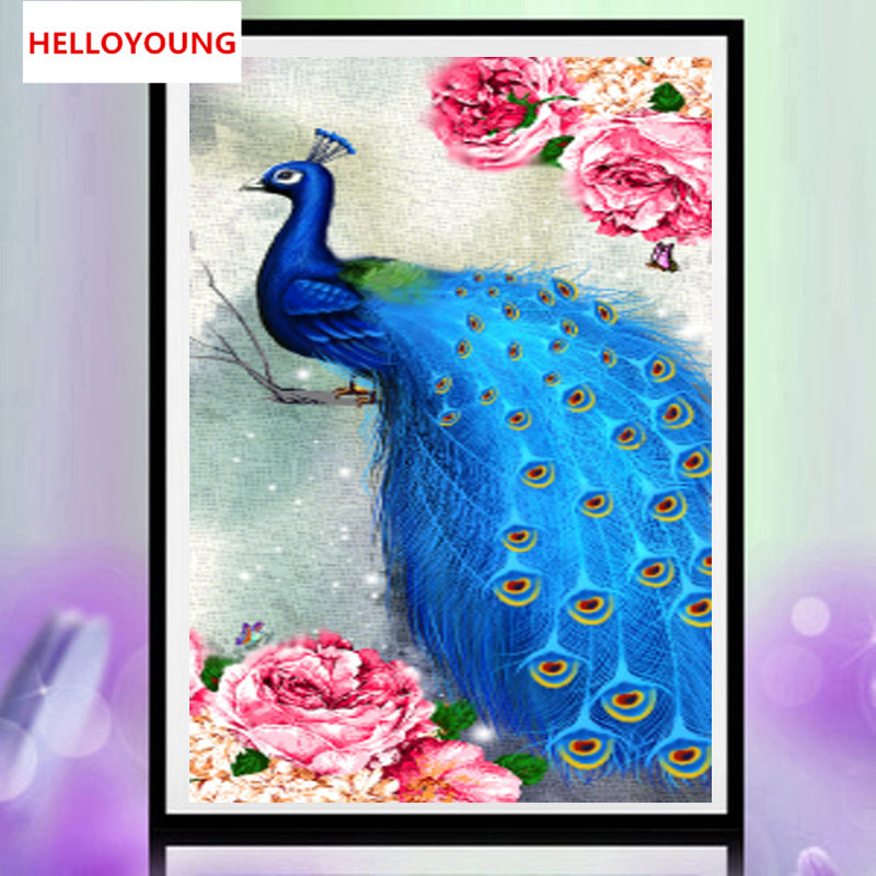 

DIY Partial 5D Diamond Embroidery The peacock Round Diamond Painting Cross Stitch Kits Diamond Mosaic Home Decoration