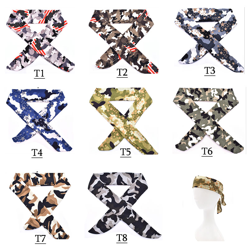 

2018 Camo TIE BACK HEADBANDS Sweatband Moisure Wicking Workout Excercise Sport Band