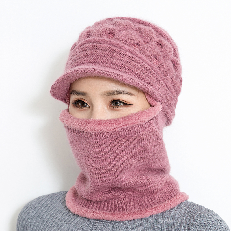 BINGYUANHAOXUAN 2018 New Winter Knitted Hat Women Balaclava Mask Warm Thick Skullies Beanies Female Outdoor Ski Cap D18110601