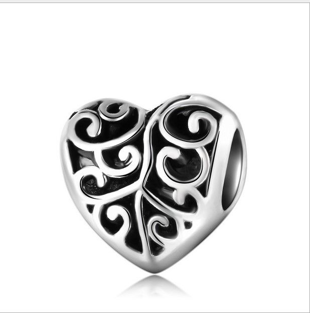 

Wholesale Silver Charm Beads 30pcs Flower Heart European Charms Bead Big Hole Fit Pandora Snake Chain Bracelet Necklack Fashion DIY Jewelry