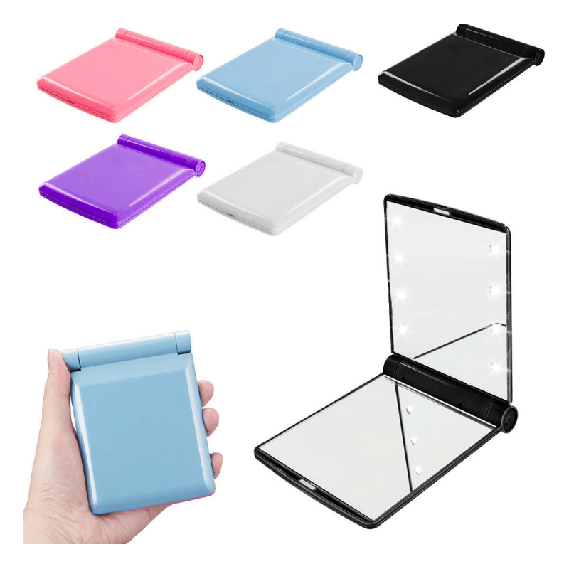 

Desktop Portable 8 LED Light Mirror Compact lights Lighted Travel Make up Mirror