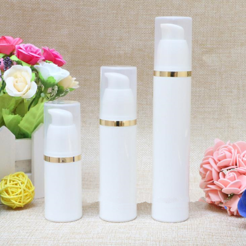 

15/30/50ML Empty cosmetic white vacuum bottle,airless pump personal care bottles empty lotion bottles container with pump F509