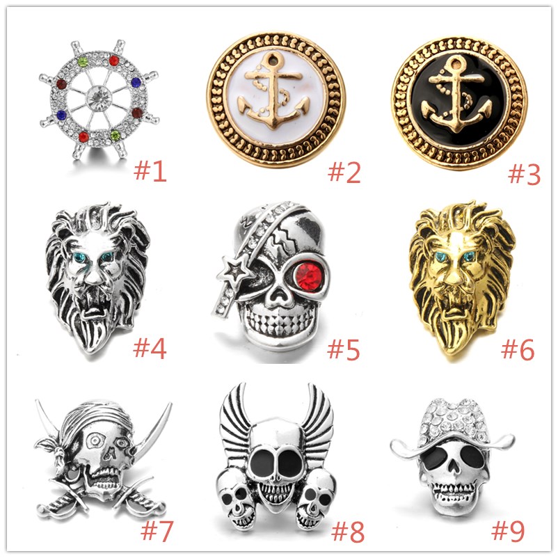 

Noosa Chunks Snap Button Jewelry Skull Lion's Head Snap Buttons Fit 18mm Snap Button Bracelet Rng Necklace