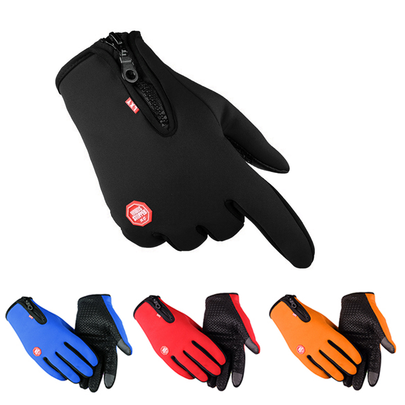 

Winter Waterproof Cycling Gloves Touchscreen Thermal Warm Fleece Zip Glove Man Women Outdoor Anti-Slip Ski Climbing Sports Glove