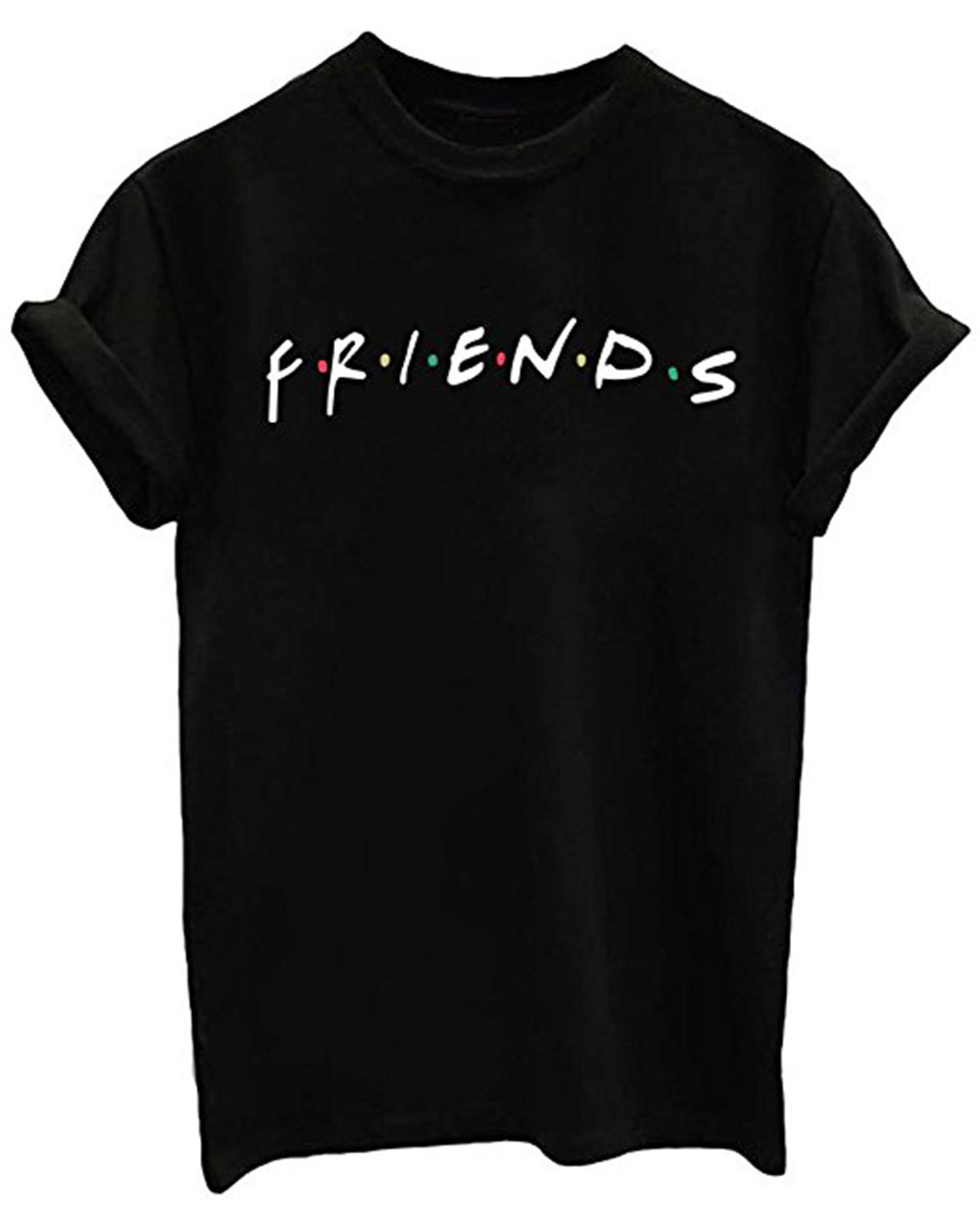 

MISSACTIVER Friends TV Show Unisex Women' Cute T Shirt Junior Tops Teen Girls Graphic Tees Summer Casual Loose Tshirt, Black