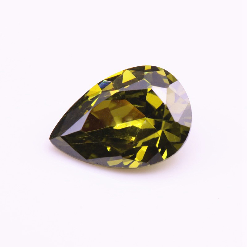 

200pcs/lot 5x7mm-9x11mm 3A Cubic Zirconia Peridot Pear Cut Synthetic Loose Gemstones 5 Sizes For Sterling Silver Jewelry Making Wholesale