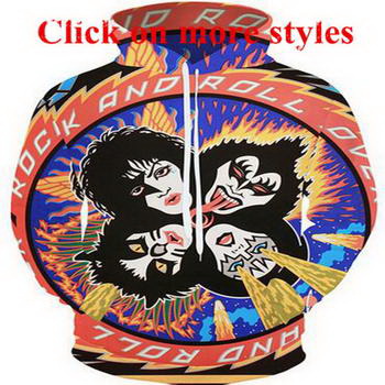 

Kiss Band Characters 3D Funny New Fashion Men/Women Hoody Hoodies Sweater Sweatshirt Jacket Pullover Top W9, Black