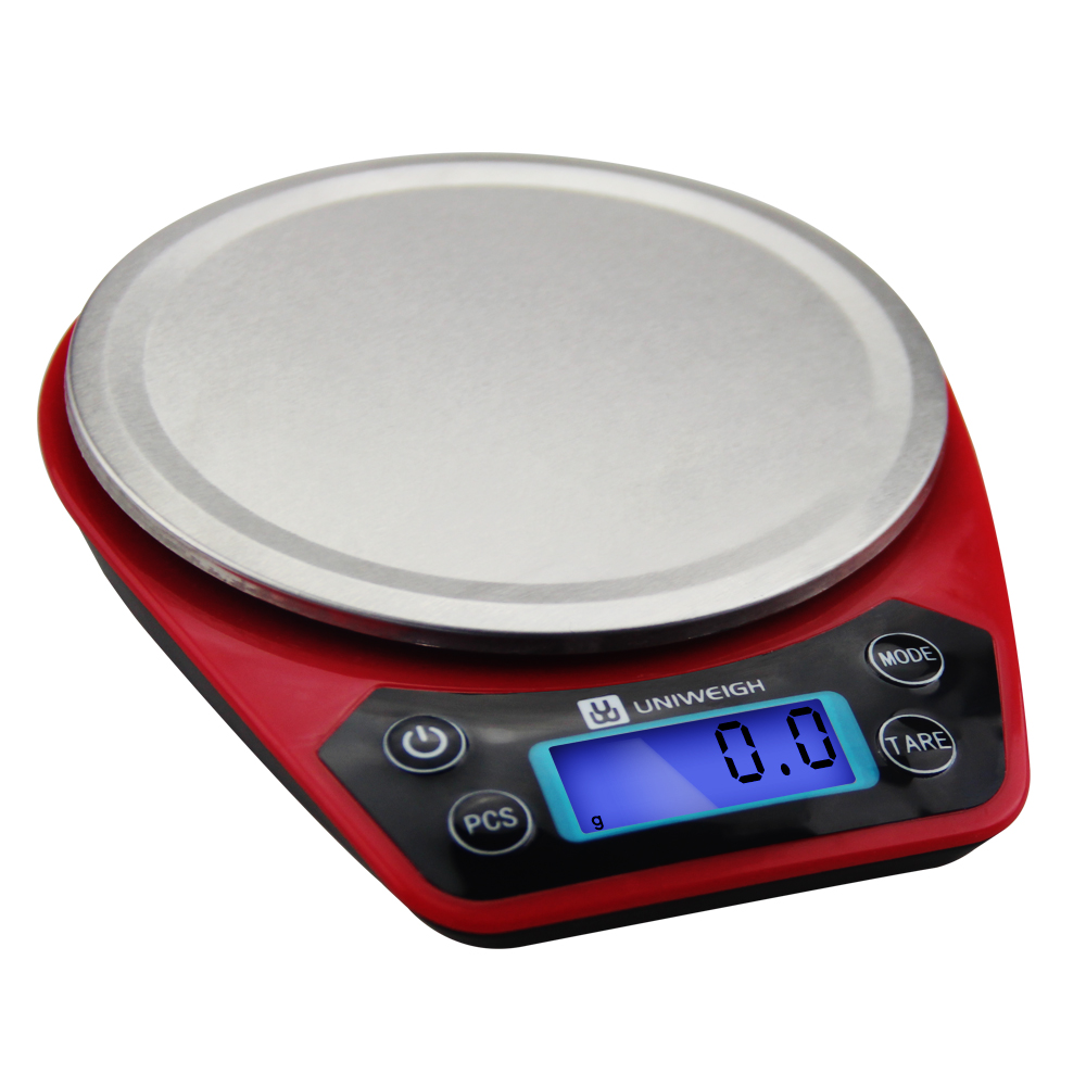 

0.1g/1000g Kitchen Scale Pocket Digital Electrionic Portable Weighing Scale Food Diet Household Durable Stainless Steel Red