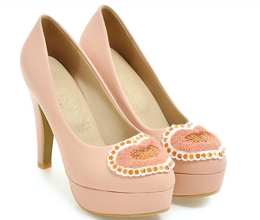 

Free send Hot Round head water drill high heel shoes big size 44 45 46 47 48 yards Coarse heel women's shoes, White