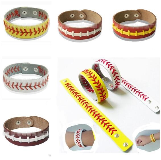 Gomme Pour Bracelets Filles Sport Cousu En Cuir Bracelets Chevron Softball Rapide Pitch Baseball Stitch Manchette Unisexe Hommes Bracelet Meilleu