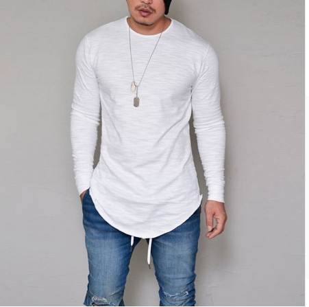 

Plus Size S-4XL  Summer&Autumn Fashion Casual Slim Elastic Soft Solid Long Sleeve Men T Shirts Male Fit Tops Tee