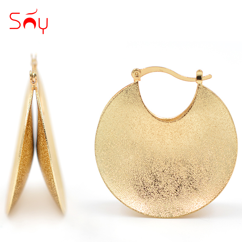

Wholesale-Sunny Jewelry Fashion Jewelry 2017 Big Hoop Earrings For Women Dubai High Quality Round Moon Geometric For Party Wedding Daily, Golden;silver