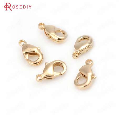 

20PCS 10MM 12MM 15MM 24K Gold Color Plated Brass Lobster Clasps Connect Clasps High Quality Jewelry Accessories