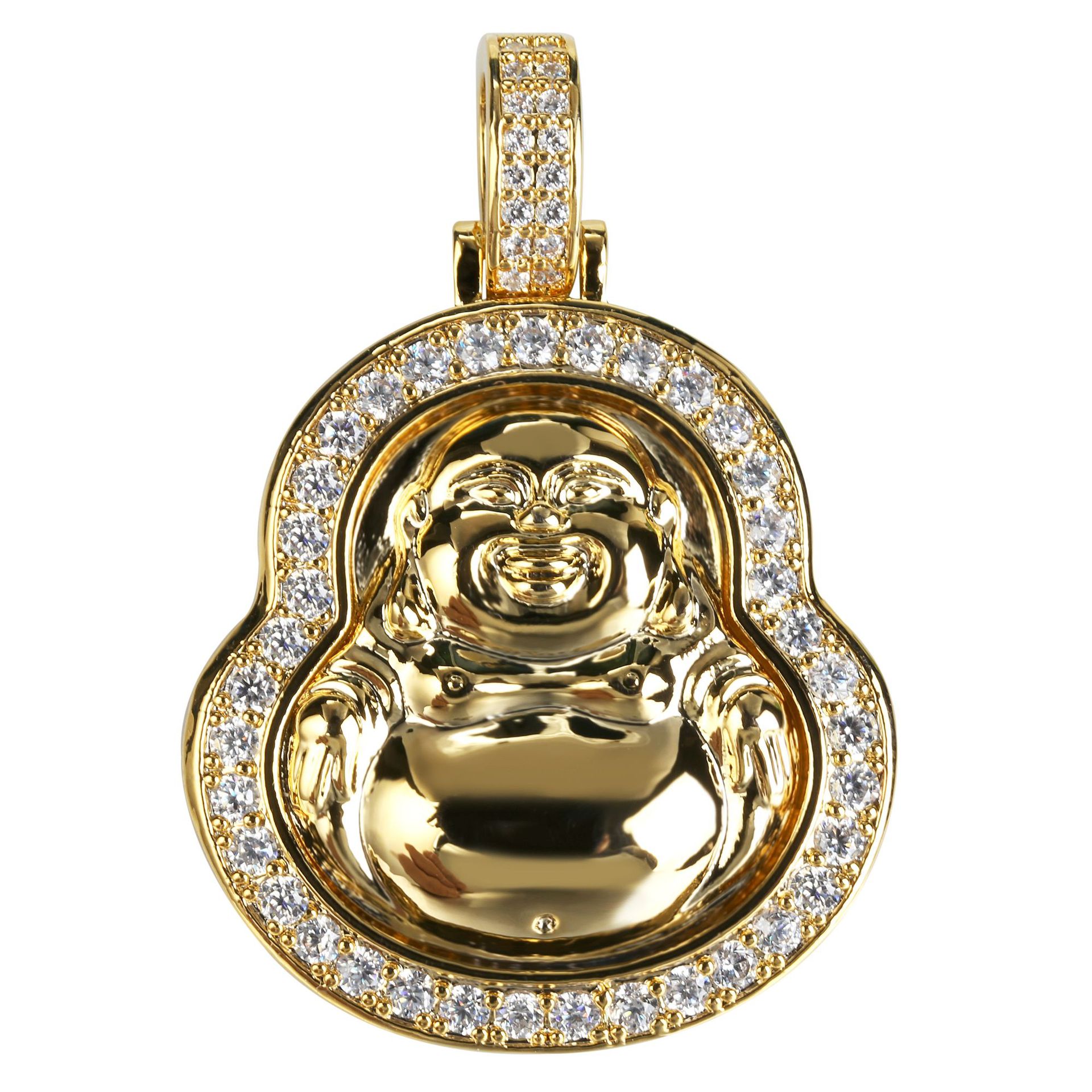 

Hip Hop Men Necklace Copper Gold/Silver Color Plated Micro Pave Maitreya Pendant Necklace Rope Chains 24ineches