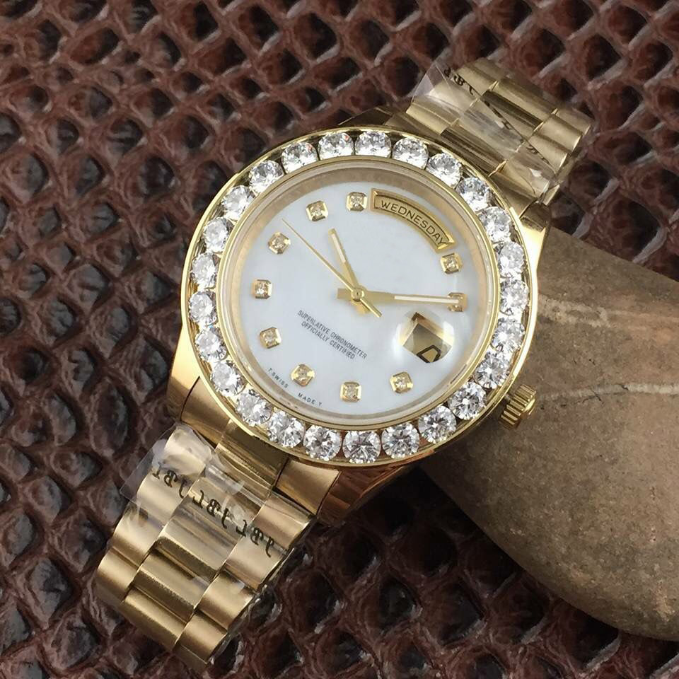 

Diamonds watches A2813 mens luxury President Day-Date watch men automatic sapphire original Mechanical WristWatches