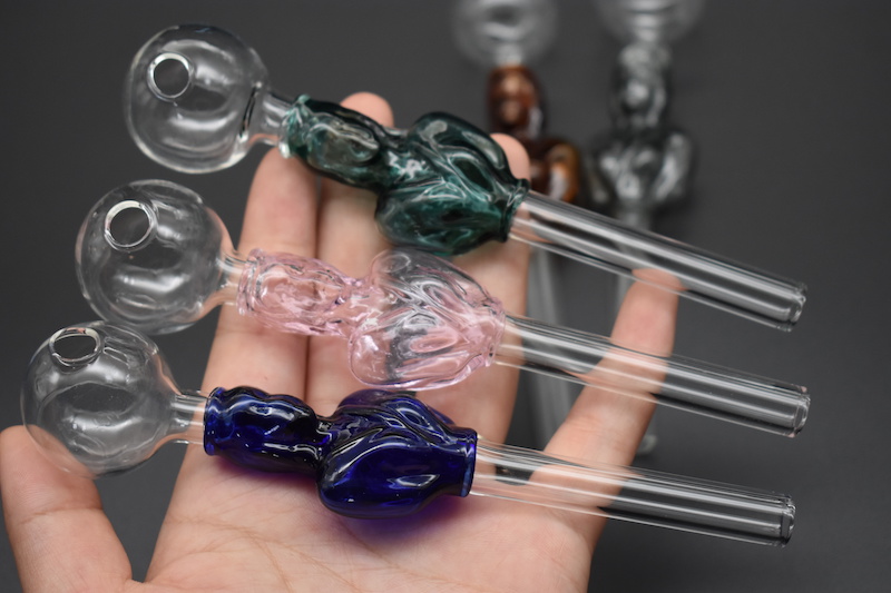 

14cm straight Glass Oil burner pipe Glass Bong Water Pipes colored glass balancer for smoking dry herb tobacco oil burner pipe beauty girl