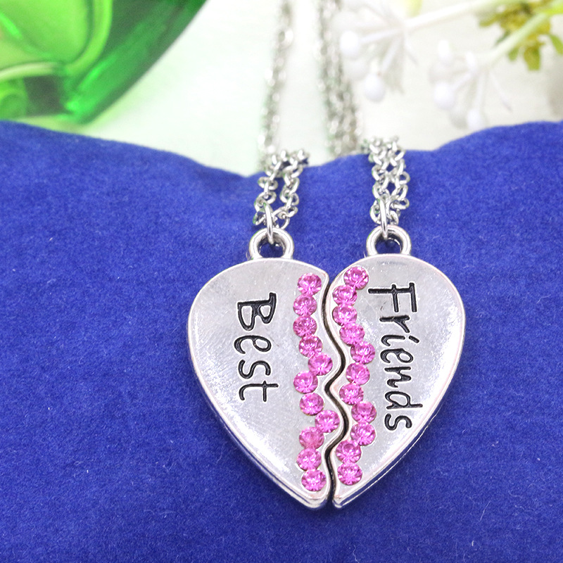 

Exquisite Best Friends Necklaces Forever Sister Necklaces Pendants BFF Couple Jewelry Colar Women Enamel Love Heart Necklace