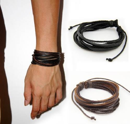 

Male Leather Bracelets Bangles For Men Black Brown Braided Rope Fashion Wrist Band Bracelet Men Jewelry Lace-up SWXS242