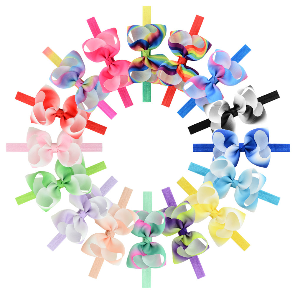 

16 Colors Baby Headbands Headwear Children Nice Rainbow Infant Toddler Girl Headband Elastic Hairband Hair Band Accessories, Remark color