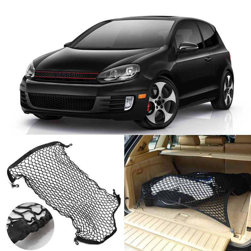 

For VW Golf Car Auto vehicle Black Rear Trunk Cargo Baggage Organizer Storage Nylon Plain Vertical Seat Net