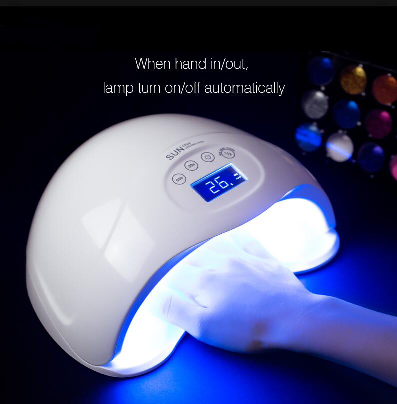 

SUN5 Plus Display Timer Fast Drying 48W UV LED Nail Lamp With Sensor Nail Dryer Curing Nail Tools for All UV Gel Polish US UK EU AU Plug, White