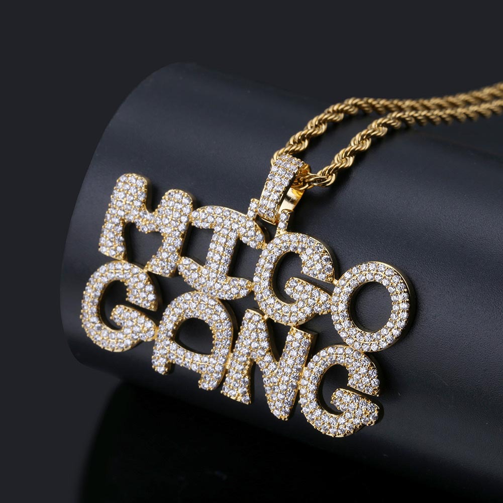 Nom Ifed Out Bubble Lettres Lettres Chaîne Pendentifs Colliers Charms Hommes Zircon Hip Hop Bijoux avec chaîne de tennis en argent Gold