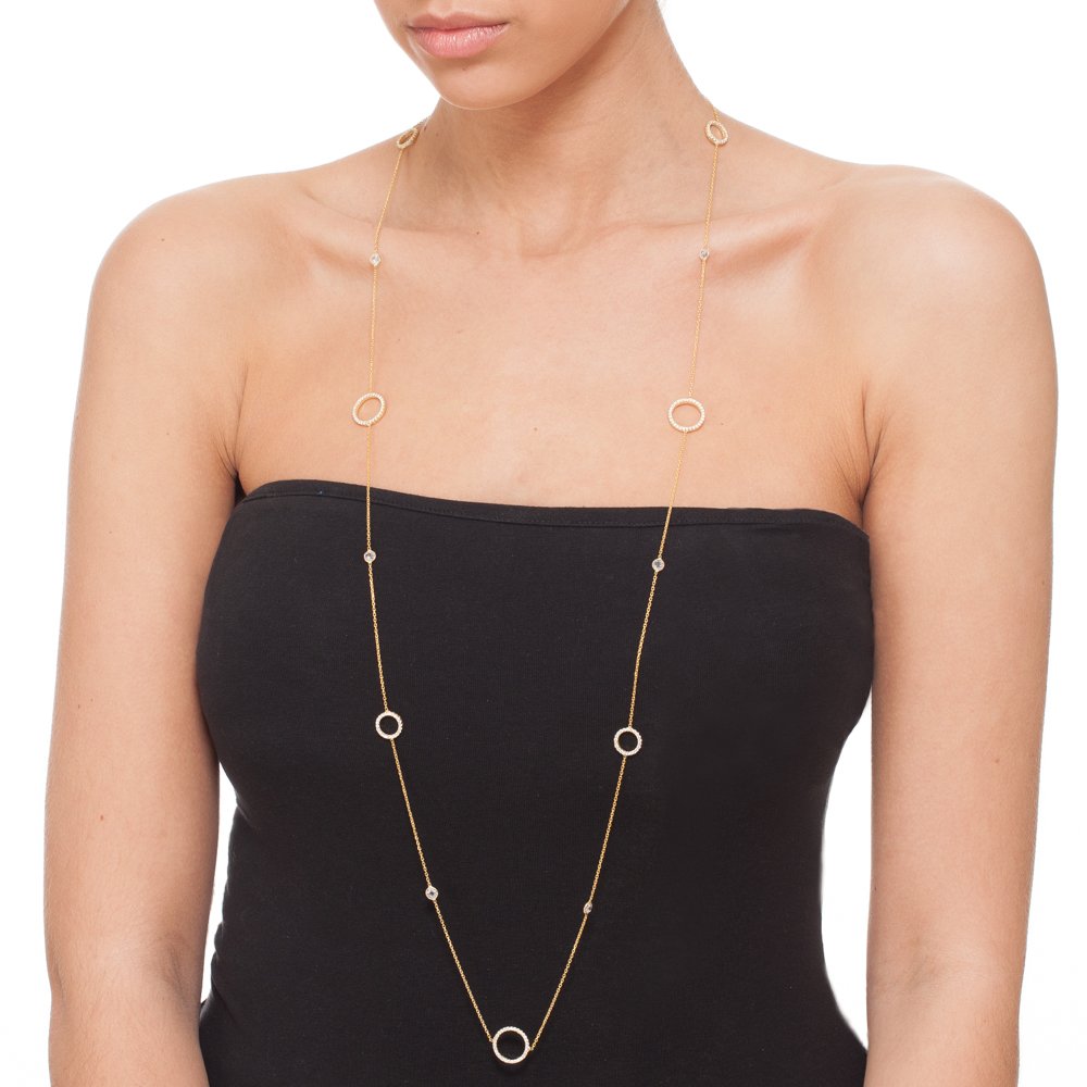 

95+5cm geometric round circle link chain necklace long women chain double layer statement Round geometric simple fashion design