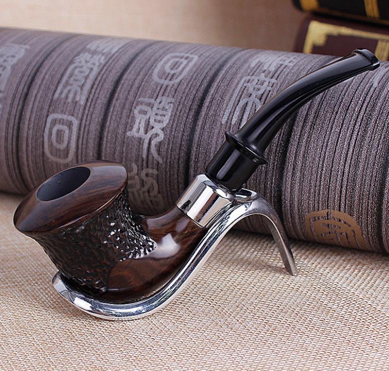 

Ebony Wood pipe, carved curved hammer, bucket Ebony Wood removable filter pipe