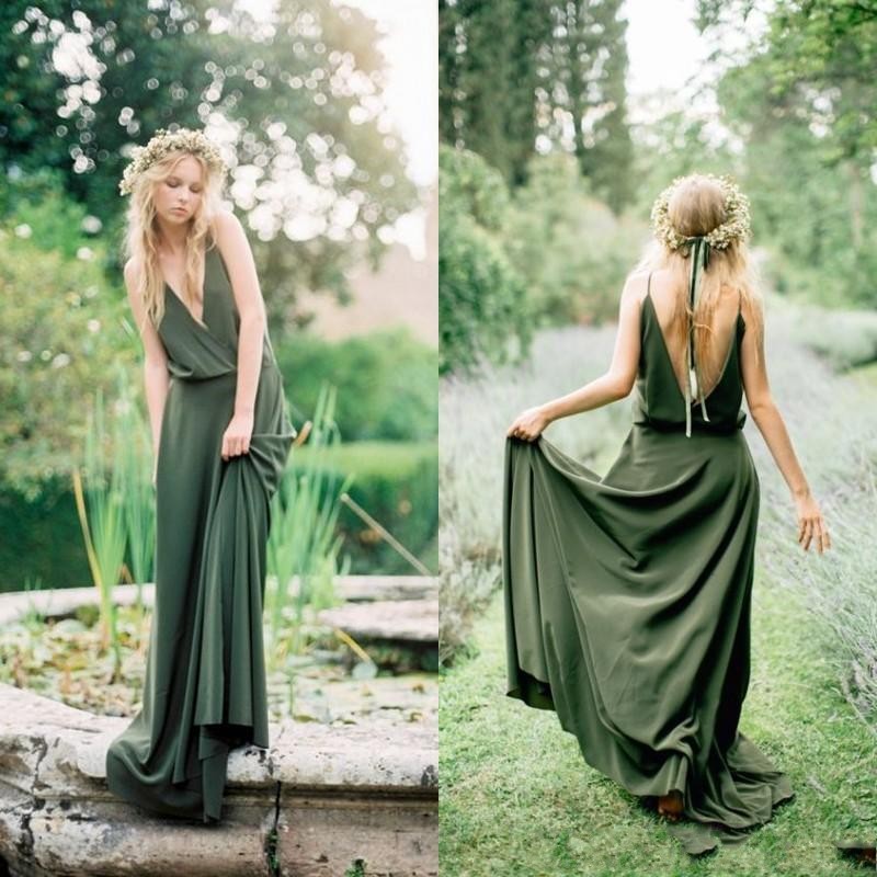 

Country Bohemian Chiffon Bridesmaid Dresses 2020 Spaghetti Straps Backless A Line Long Sexy Party Wear Prom Maxi Gowns