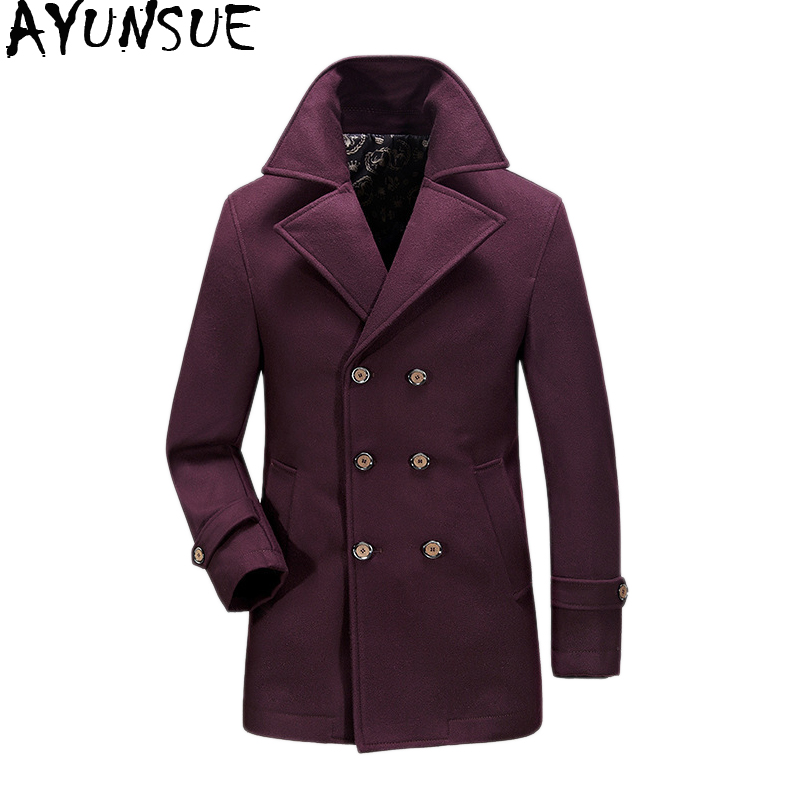 AYUNSUE Woolen Coat Man Jacket Plus Size Winter Coat For Men Casual Loose Coats Overcoat Casaco Masculino Men's KJ238