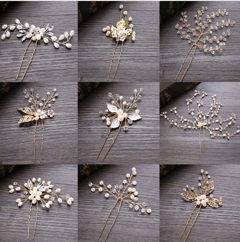 

FORSEVEN Wedding Crystal Pearl Hair pins For Gold Bridal Hair Accessories Fashion Women Hair-Clips Many Wedding Hair Jewelry