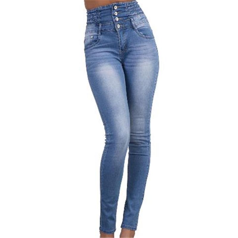 

2017 New Style Autumn Plus Size Casual Women Jeans High Waist Pant Slim Stretch Trousers For Woman Blue Party Club Women Clothing, Black
