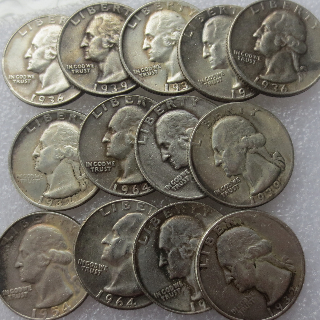

U.S. Coins A Set Of(1932-1964)-PSD 14PCS Washington Quarter Dollar Copy Decorate Coin