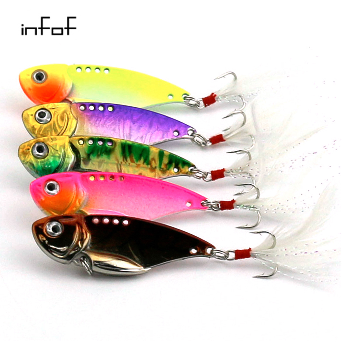 INFOF 50PCS vibrators fishing lures 5.5CM 11.8G vib spoon squid bait lure bait top water fishing tackle metal fishing lures-image-409409467