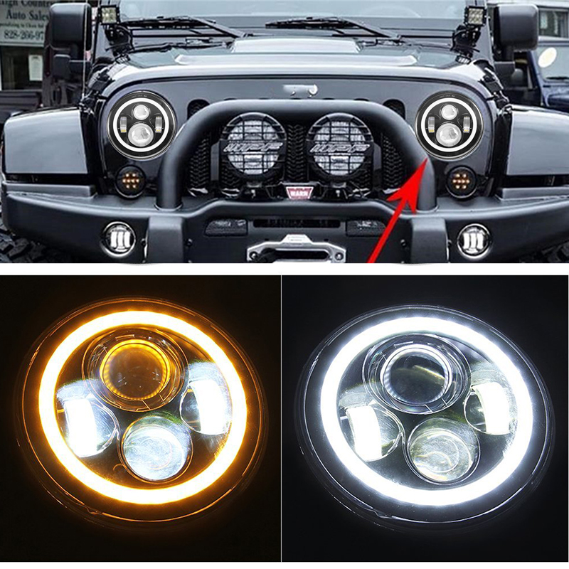 

40W 7" Inch LED Projector Headlight Angel Eyes & Halo Ring and 4 inch Fog Light For Jeep Wrangler JK LJ Unlimited