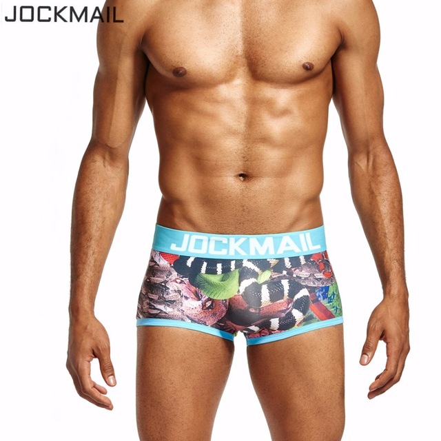 

JOCKMAIL Brand Digitally ANACONDA Mens Underwear boxers Trunks Sexy calzoncillos hombre cueca boxer gay Underwear Male panties, Sky blue