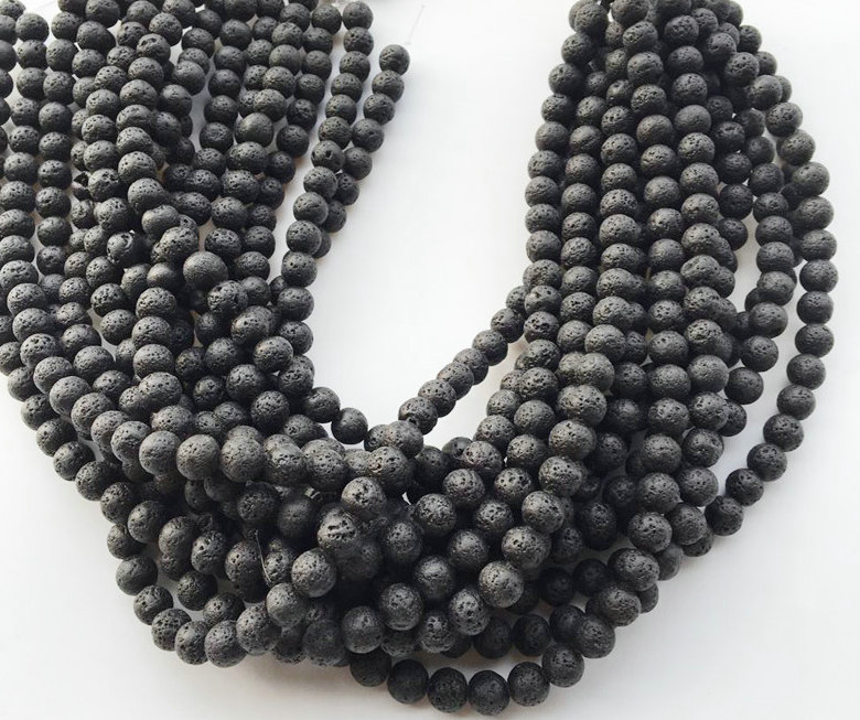 

4 6 8 10mm Volcanic Rock Beads Natural Stone lava Beads Black Loose Beads 2018 Fashion DIY Bracelet Jewelry making Wholesale