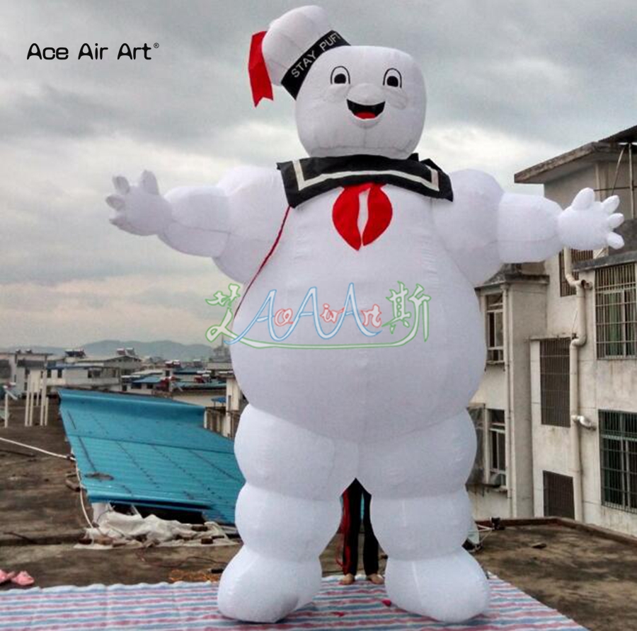 

Giant Cartoon Character Lighting Advertising Inflatable Ghostbusters Stay Puft Inflatable Marshmallow Man with LED Lights For Halloween yard decoration
