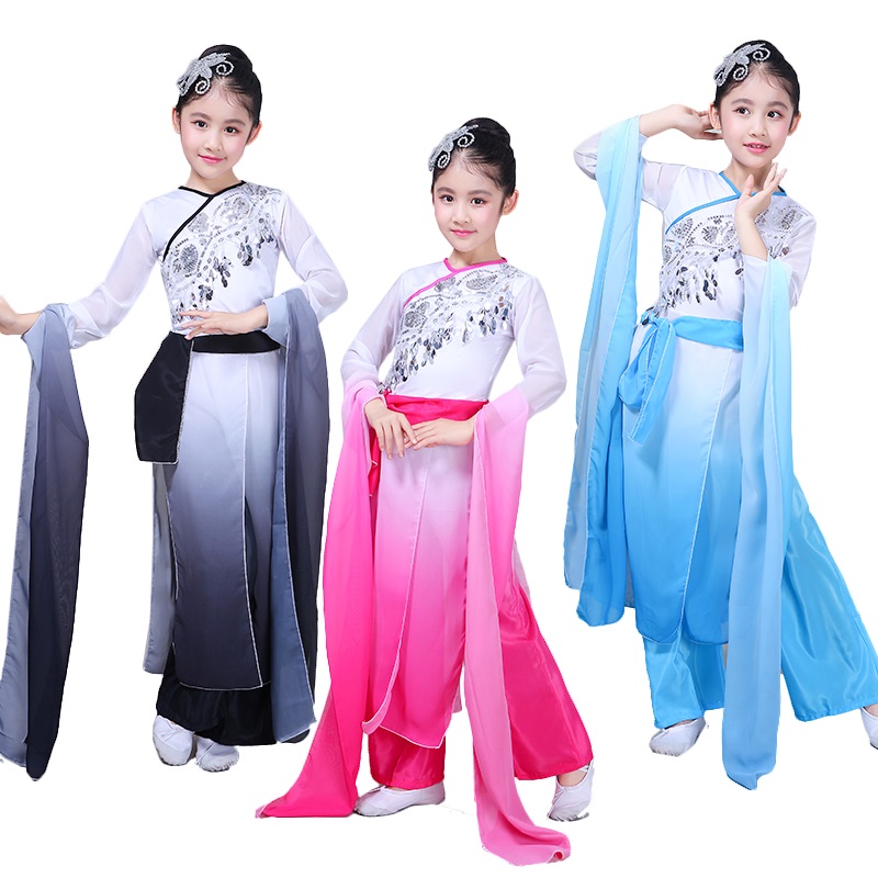 

Chinese national style long sleeves modern classical dance clothing performance clothing children, Black