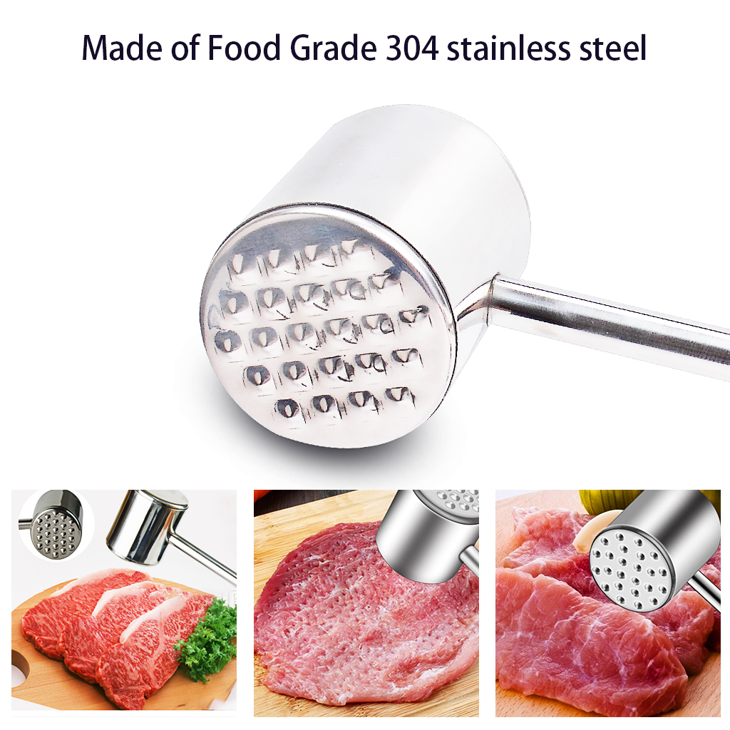 

304 Stainless Steel Meat Tenderizer Hammer Tenderizing Chicken Steak Pork Double-sided Hammer 11x2x2.16 Inch