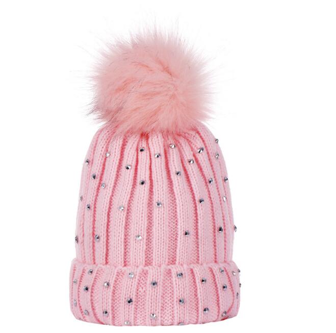

Winter Beanies Cotton Baby Cap Baby Fashion Children's Wool Ball Hat Knitted Cap Drill Hats 10 Colors, As pic