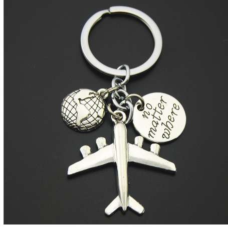 1PC Earth Airplane Keychains No Matter Where Pendant Travel Keyring Friendship Best Friend Jewelry Diy Handmade-image-421252007
