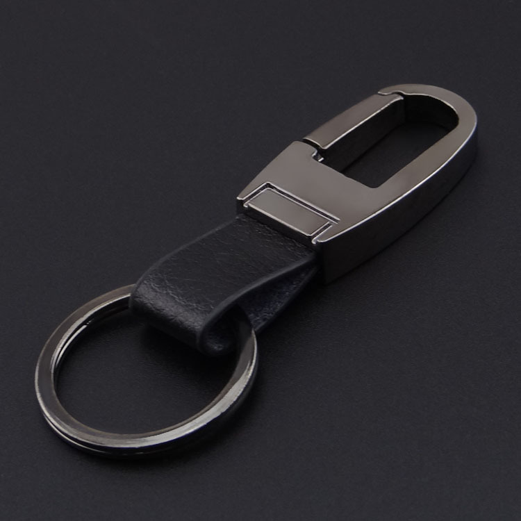 

Factory Sale High Quality Business Mens Metal KeyChain BLack and Brown Leather Custom Design Key Chain