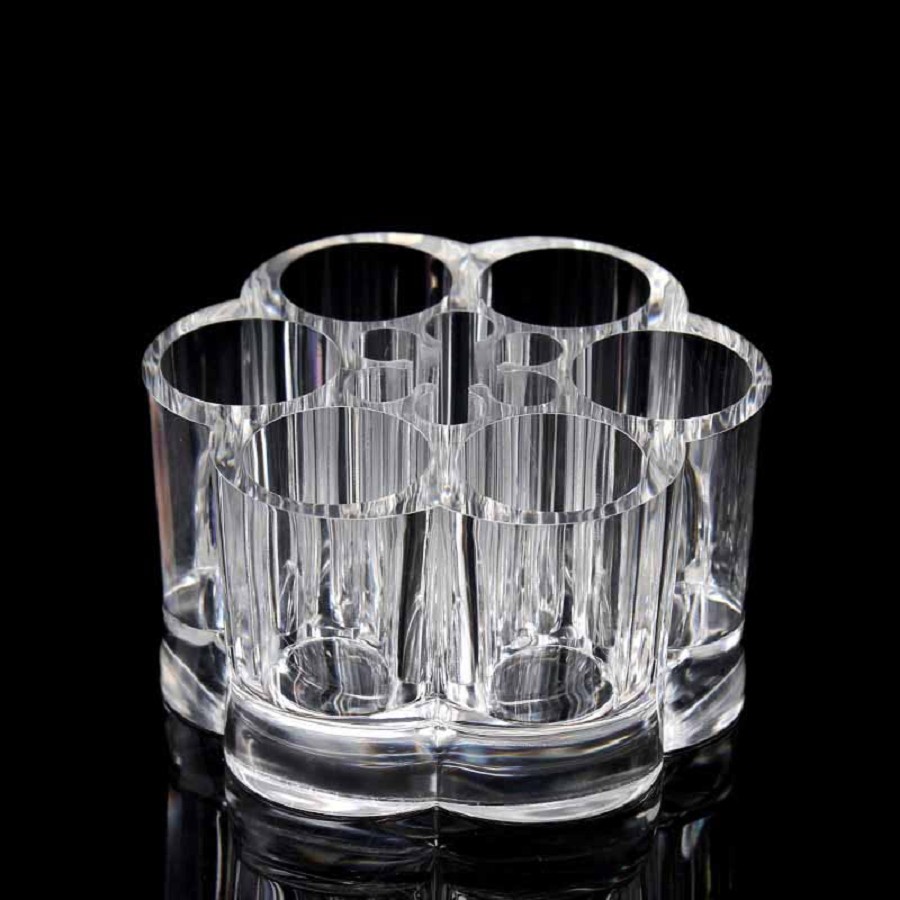 

Clear Acrylic Makeup Organizer Lipstick Storage Box Crystal Nail Polish Display Case 6 Compartments Makeup Tools Stand Rack