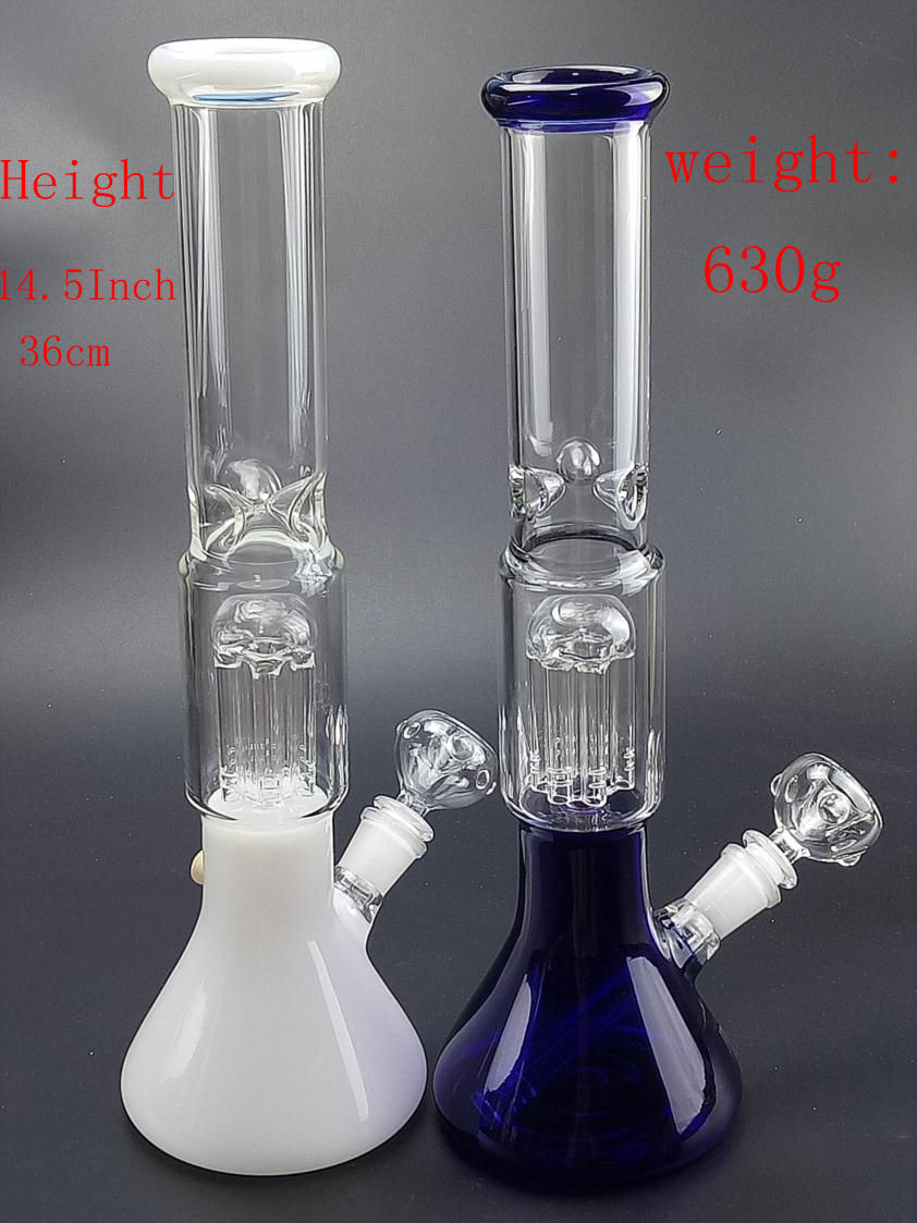 

Blue Recycler glass water bongs blue dab oil rigs handmade bong water cheap pipes bubbler tall beaker bongs Height 36cm Weight 630g